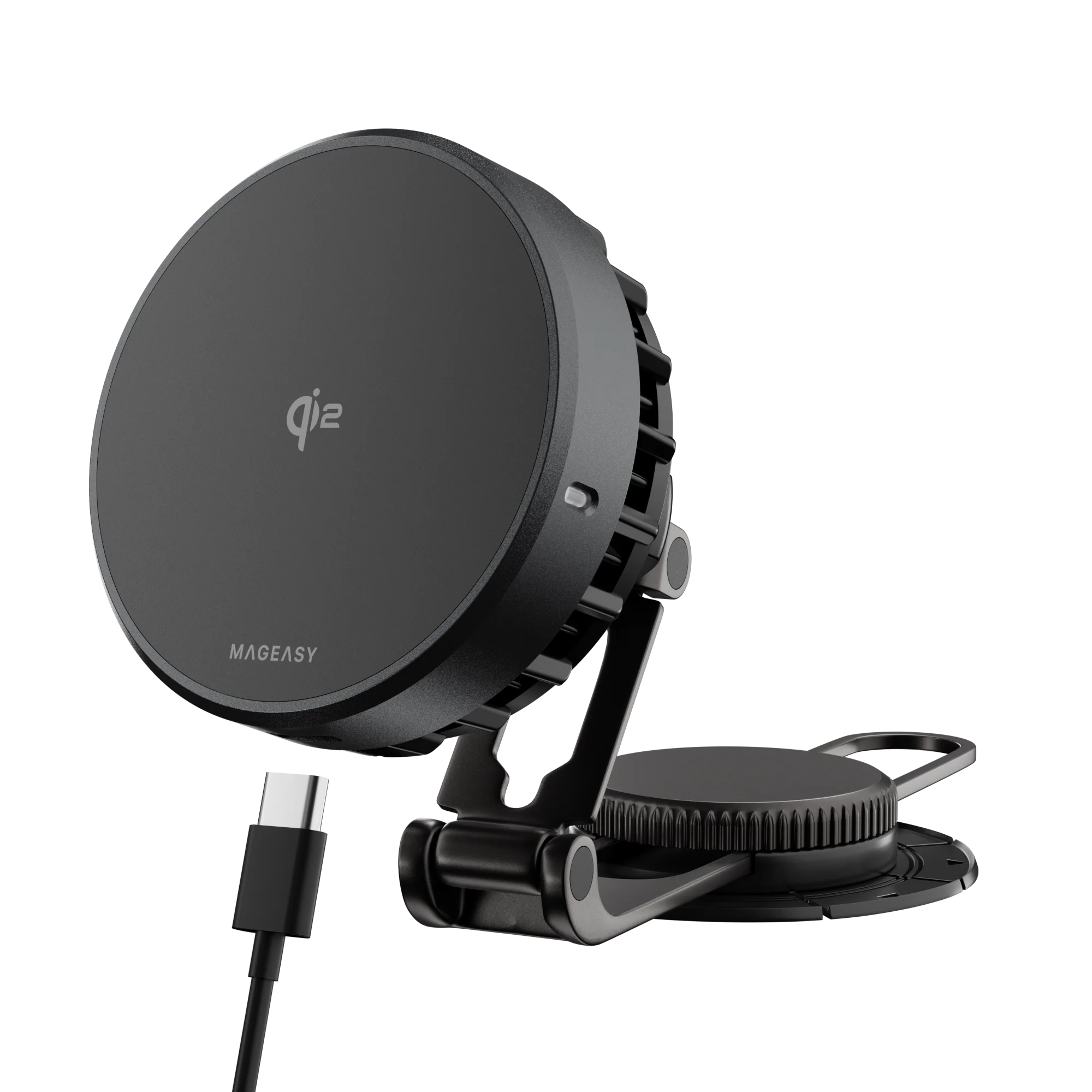 MagEasy MagMount Smart Cooling Car Charger (Car Screen Type) – Qi2, 15W Fast Wireless Charging, Space Gray