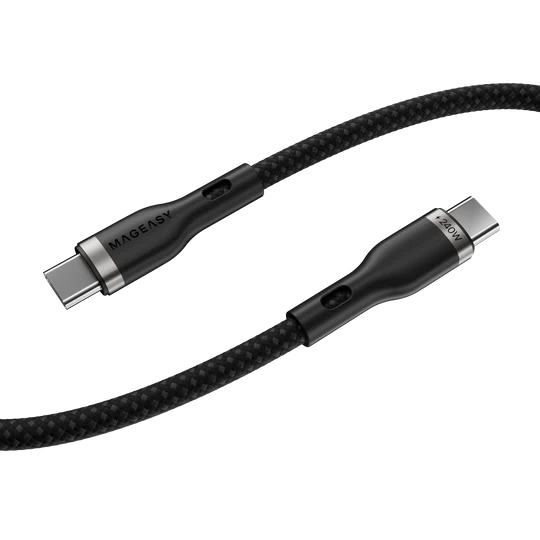 MagEasy Magnetic Wire Fast Charging/Sync Cable – USB‑C, 2m, 240W PD, Black, Braided, Magnetic Connector