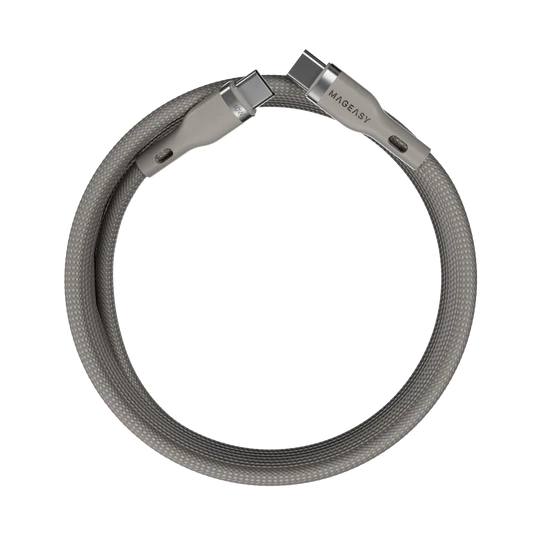 MagEasy Magnetic Wire Fast Charging/Sync Cable – USB‑C, 1.5m, 60W PD, Gray, Braided, Magnetic Connector