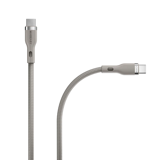 MagEasy Magnetic Wire Fast Charging/Sync Cable – USB‑C, 2m, 240W PD, Gray, Braided, Magnetic Connector