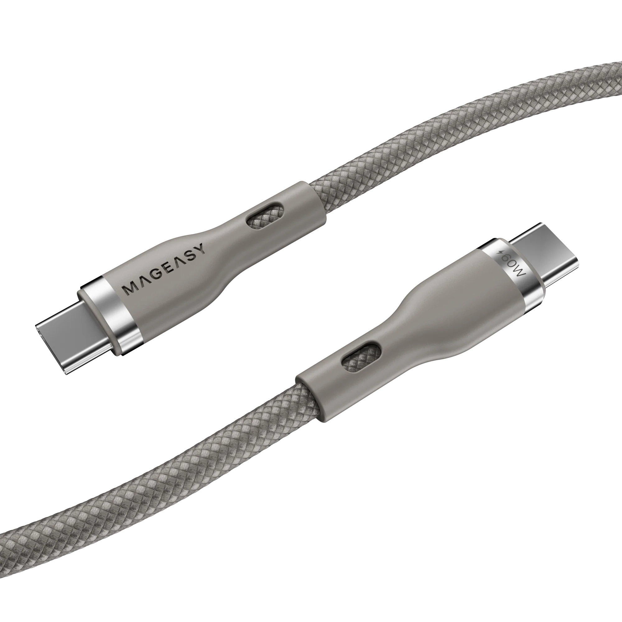MagEasy Magnetic Wire Fast Charging/Sync Cable – USB‑C, 1.5m, 60W PD, Gray, Braided, Magnetic Connector