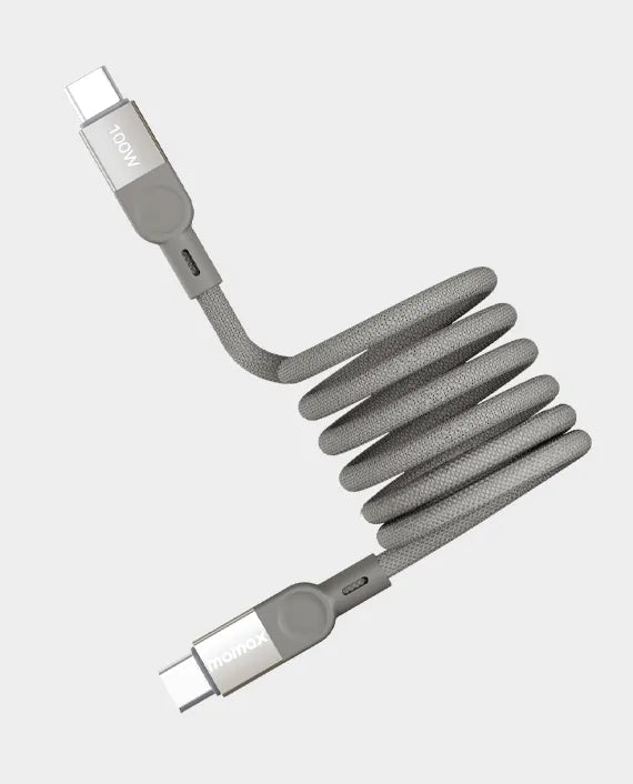 MOMAX Elite Mag Link 100W USB‑C to USB‑C Magnetic Cable (2m, Titanium)