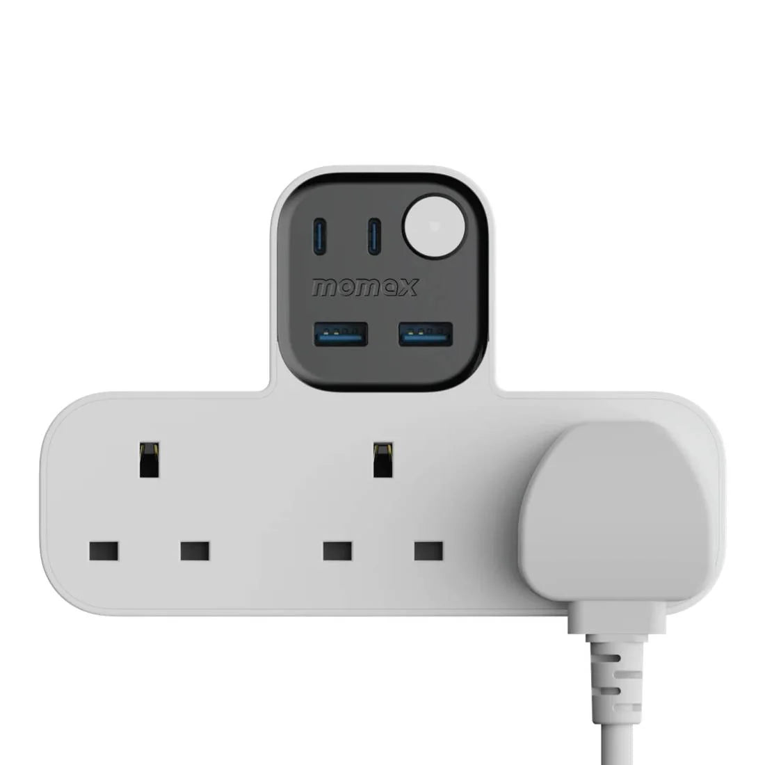 MOMAX 1‑CHARGER Workflow T‑Shaped Extension 3‑Socket with USB (White)