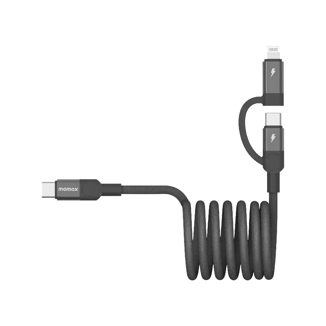 MOMAX Mag Link USB‑C to C & Lightning Magnetic Cable – 1m, Black
