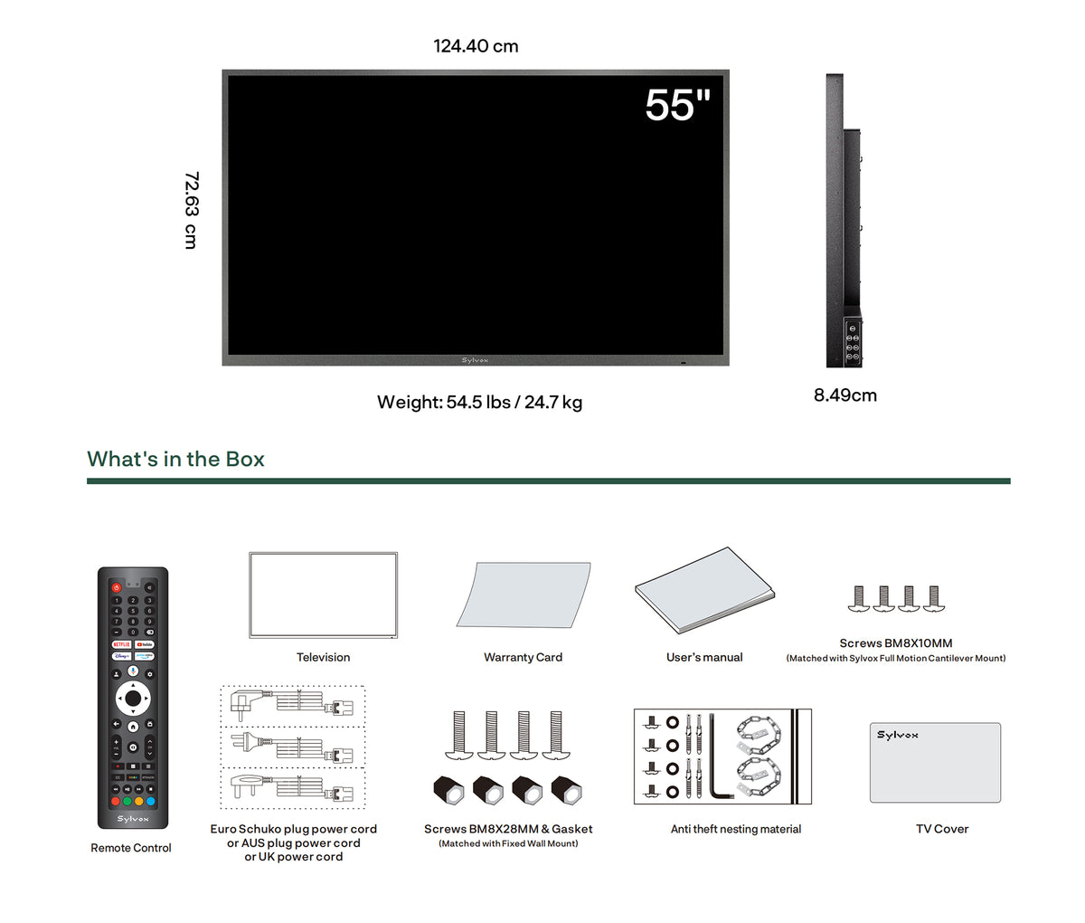 Sylvox Pergola Pro Google 55" 4K Full Sun Outdoor Smart TV
