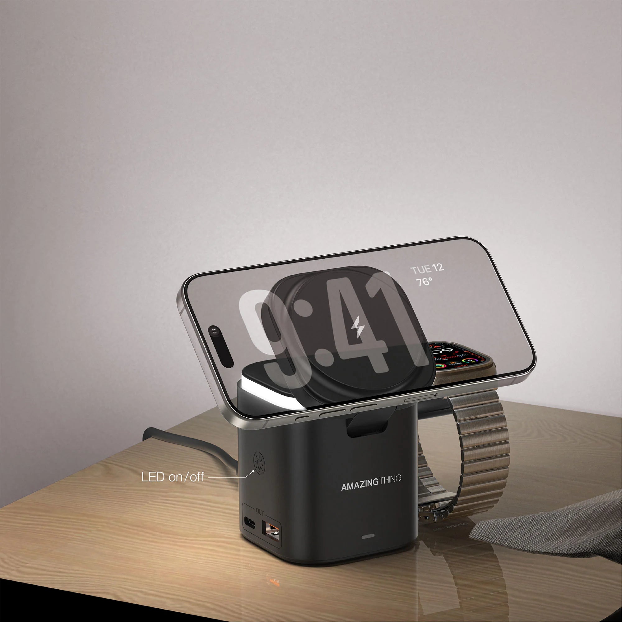 AmazingThing Thunder Pro Mag 5‑in‑1 PD55W Charging Station (Black)