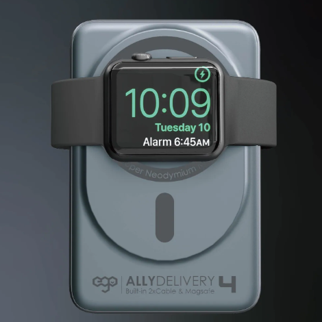 EGO AllyDelivery 4F @3C Certified MagSafe 10000mAh 6‑in‑1 Power Bank – Grey