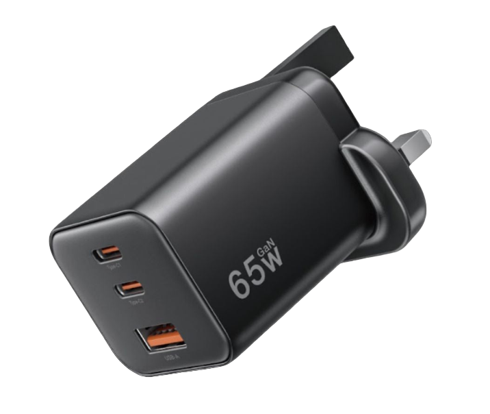 AmazingThing Thunder GaN 65W Charger – 3 Ports (2C + 1A, PD 3.0, QC 3.0, Compact Travel Design)