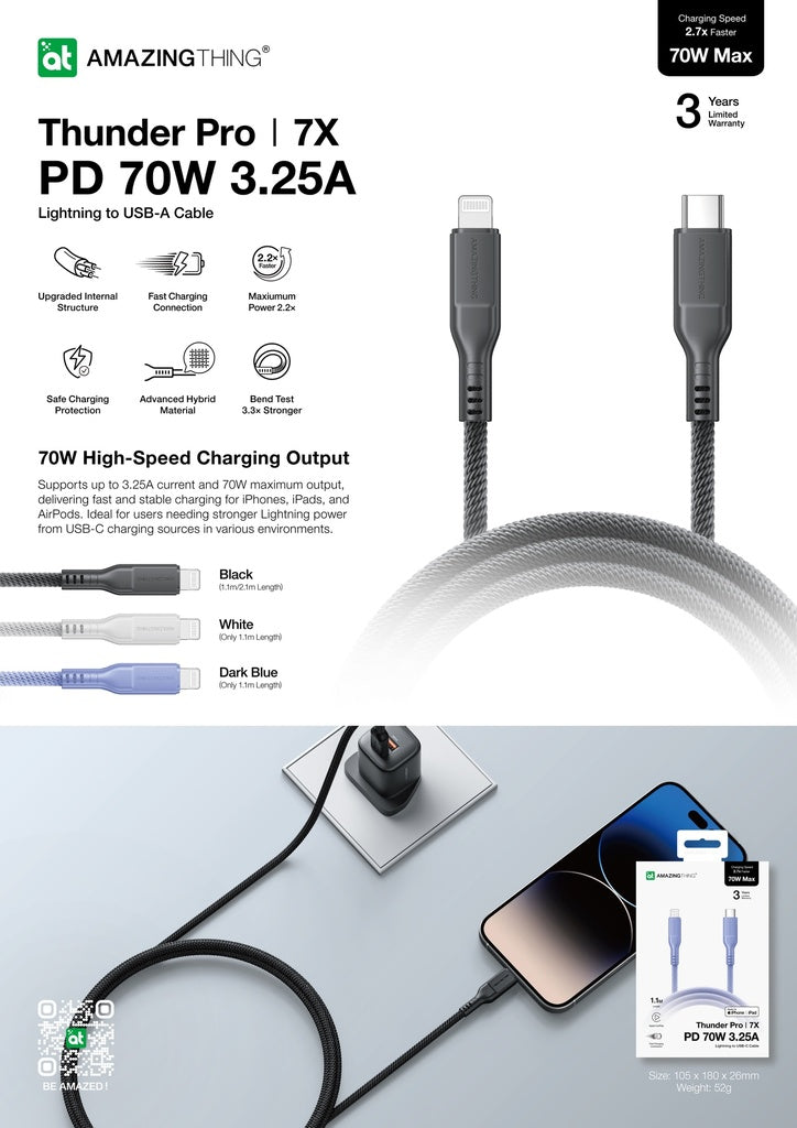 AmazingThing AT Thunder Pro 7X Lightning Cable – (1.1M Black)