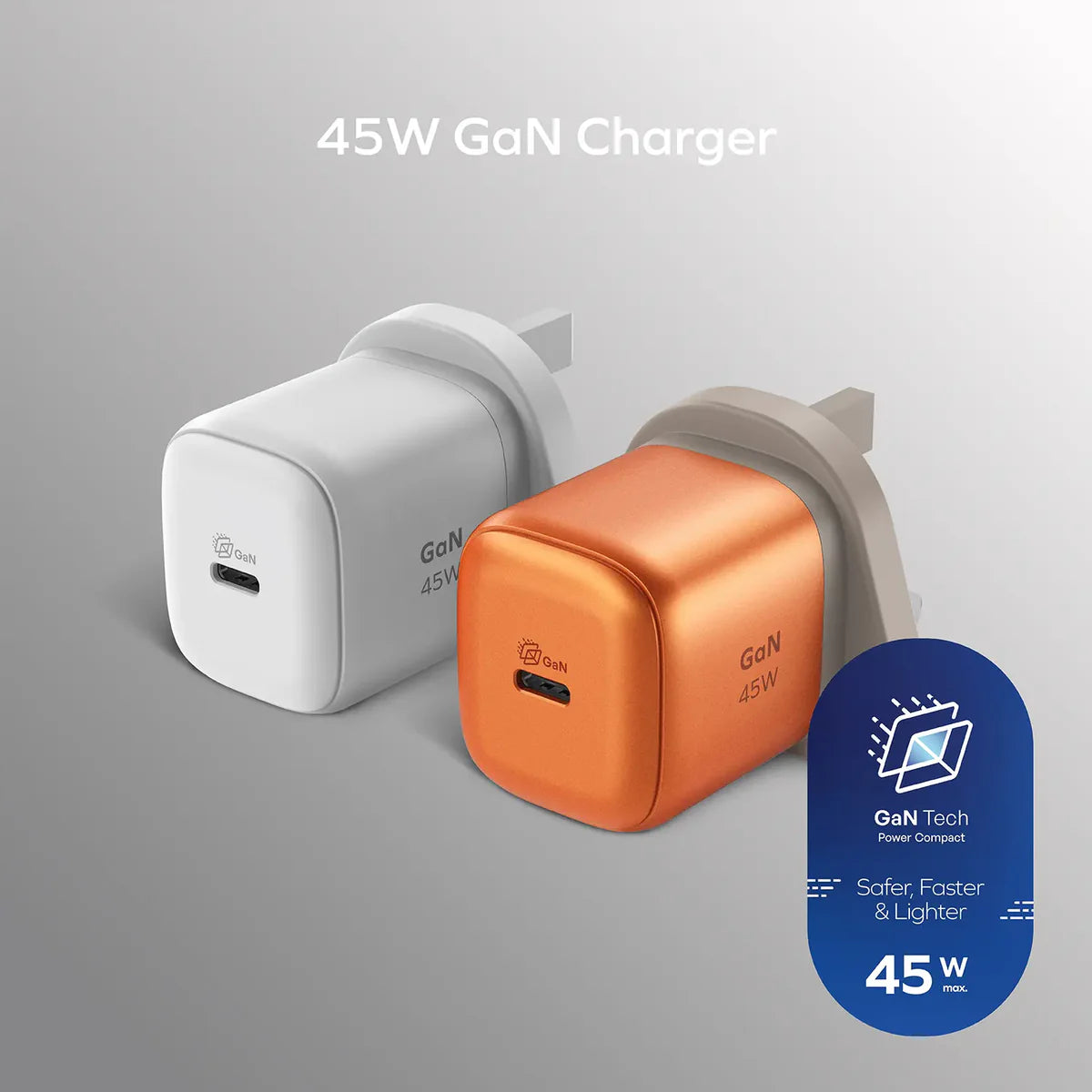 MOMAX 1‑Charge 45W 1‑Port GaN Charger (1× USB‑C, White)