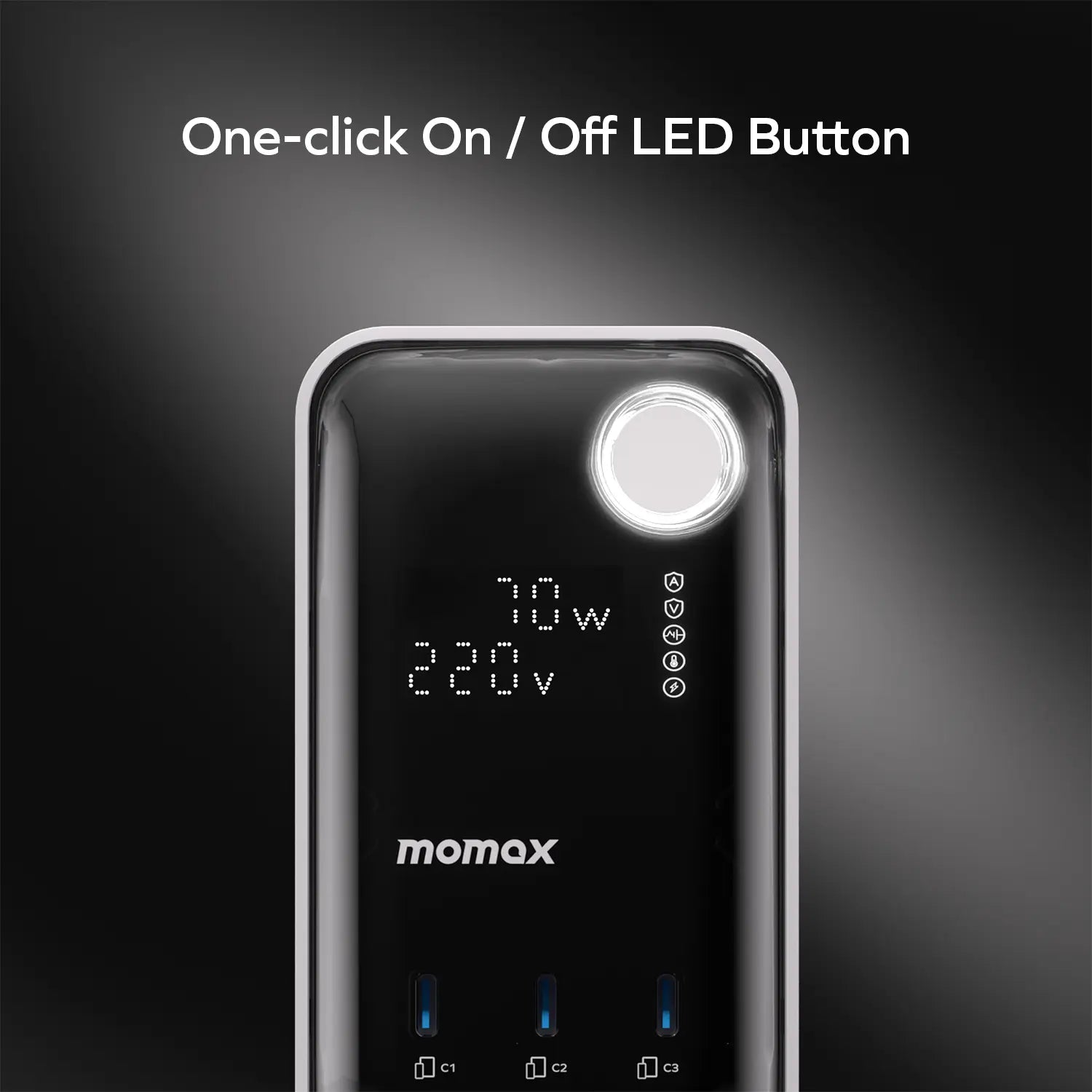 MOMAX 1‑CHARGE Workflow 6‑Outlet Digital Display Power Tower with USB