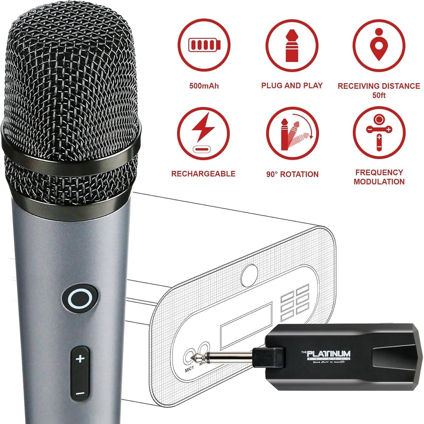 Platinum Karaoke B10 – Portable Single UHF Wireless Microphone