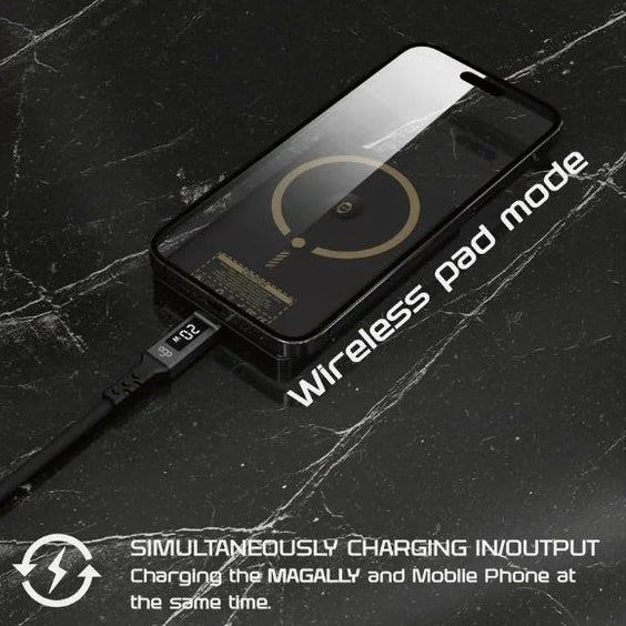 EGO MagAlly 3‑in‑1 Double‑Sided Magnetic Qi2 5000mAh Power Bank – Black