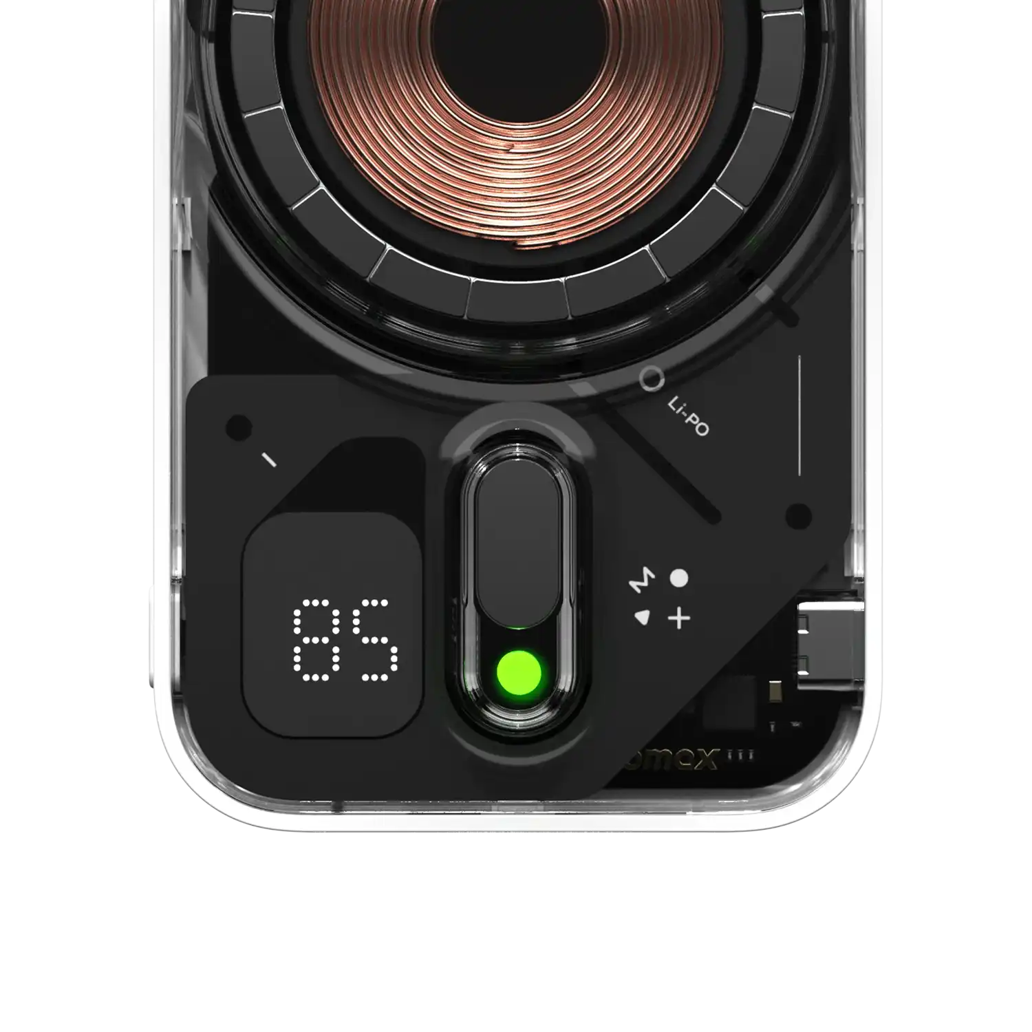 MOMAX 1‑Power Flow Magnetic Power Bank 5000mAh (Transparent)