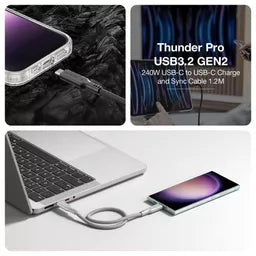 AmazingThing Thunder Pro 240W C‑to‑C Cable (1.2m, Gray)
