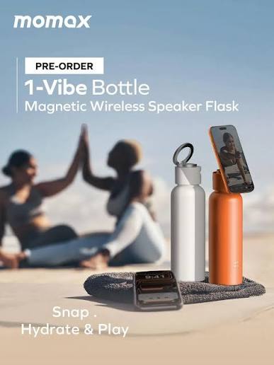 MOMAX 1-VIBE Bottle Magnetic Wireless Speaker Flask