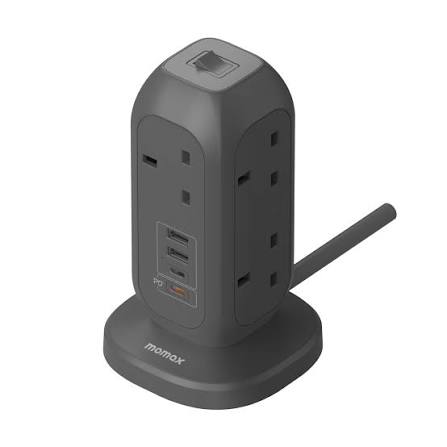MOMAX OnePlug 7-Outlet Vertical Power Tower Strip with USB